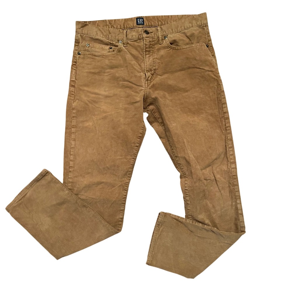 Gap Corduroy Pants Mens Tan Slim Fit 5-Pocket Trousers 33x32
